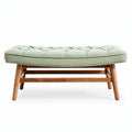 Banco de madera con tapizado en tela verde tamaño 80 x 40 x 40cm
