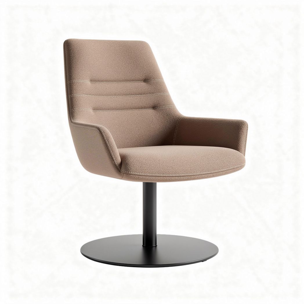 Silla giratoria de tela beige con base negra 60 x 60 x 80cm