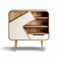 Mueble de almacenaje moderno en madera de roble y blanco 90 x 40 x 80cm