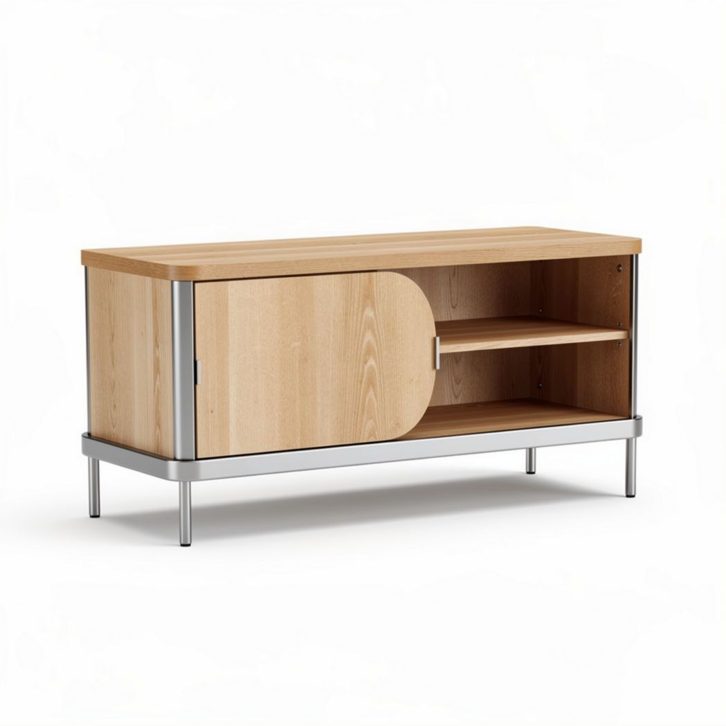 Mueble de almacenamiento en madera con puerta y estante 120 x 40 x 50cm