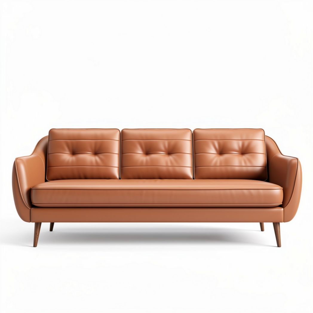 Sofá de diseño moderno en cuero marrón 200 x 85 x 75cm para sala de estar