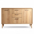 Aparador de madera de fresno con cuatro puertas y tres cajones 150 x 40 x 85cm