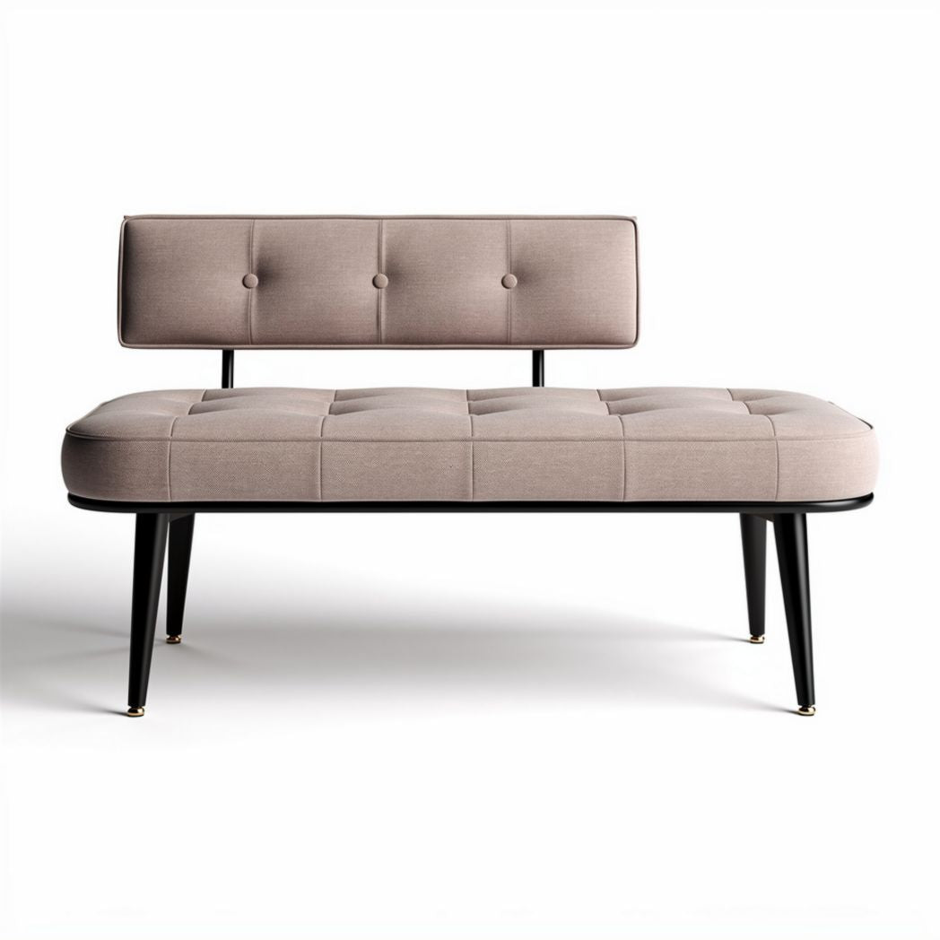 Sofá tapizado en tela beige con patas metálicas negro 120 x 60 x 75cm